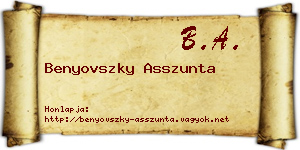 Benyovszky Asszunta névjegykártya
